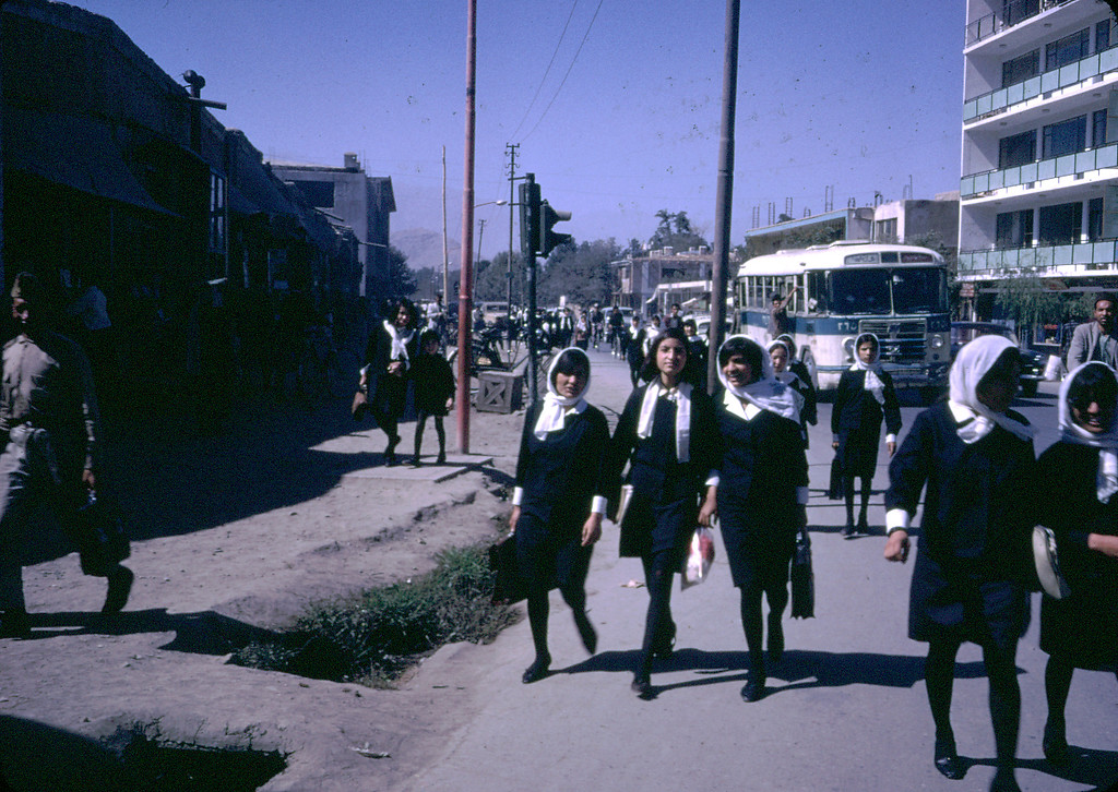 "Afghan girls coming home from school."