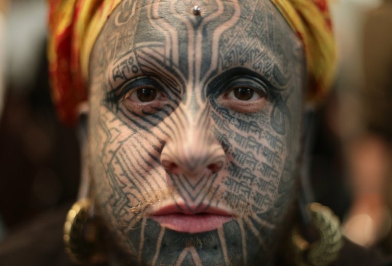 Body modification artist Shiva 108 during the London International Tattoo Convention at Tobacco Dock in London. PRESS ASSOCIATION Photo. Picture date: Friday September 23, 2016. Photo credit should read: Yui Mok/PA Wire