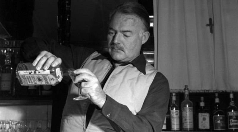 hemingway pouring drink