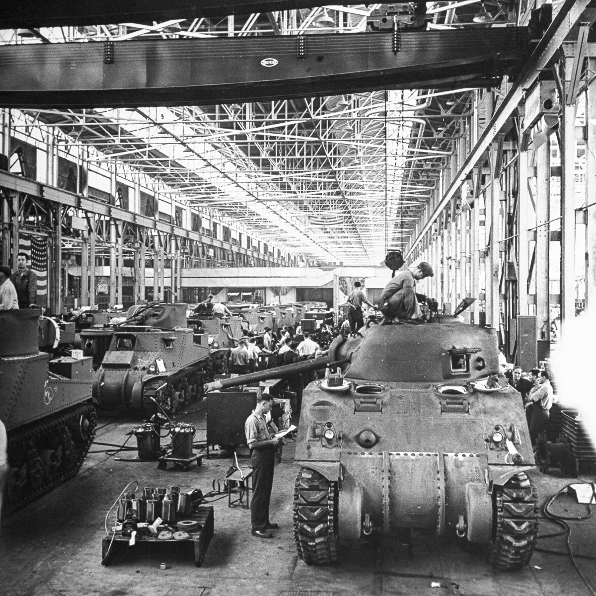 The assembly line at the Chrysler tank arsenal cha